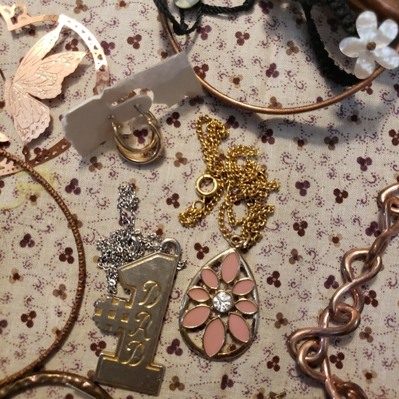 ESTATE Jewelry Lot Vintage Copper Rhinestones Rings - Picture 10 of 12